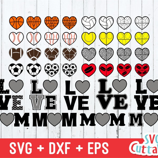 Sports svg Bundle, Love svg, Sports Mom svg, Baseball svg, Football svg, Hockey, Soccer, Heart, Golf, dxf, eps, Silhouette, Cricut, Cut File