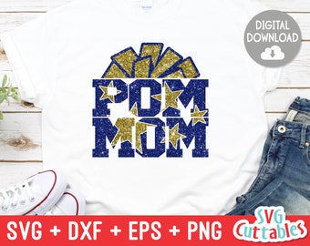 Pom Mom svg - Cheer Cut-fil - svg - dxf - eps - png - Cheer Mom Cut-fil - Pom Pom - Poms - Silhuett - Cricut - Digital nedladdning