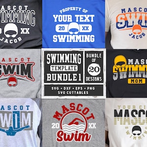 Swimming svg - Swim Cut File - Swim Template Bundle 1 - svg - eps - dxf - png - Silhouette - Cricut Cut File - Digital Download