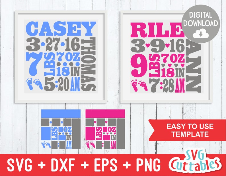 Download Baby Birth Announcement SVG Birth Stats svg Baby svg Birth ...
