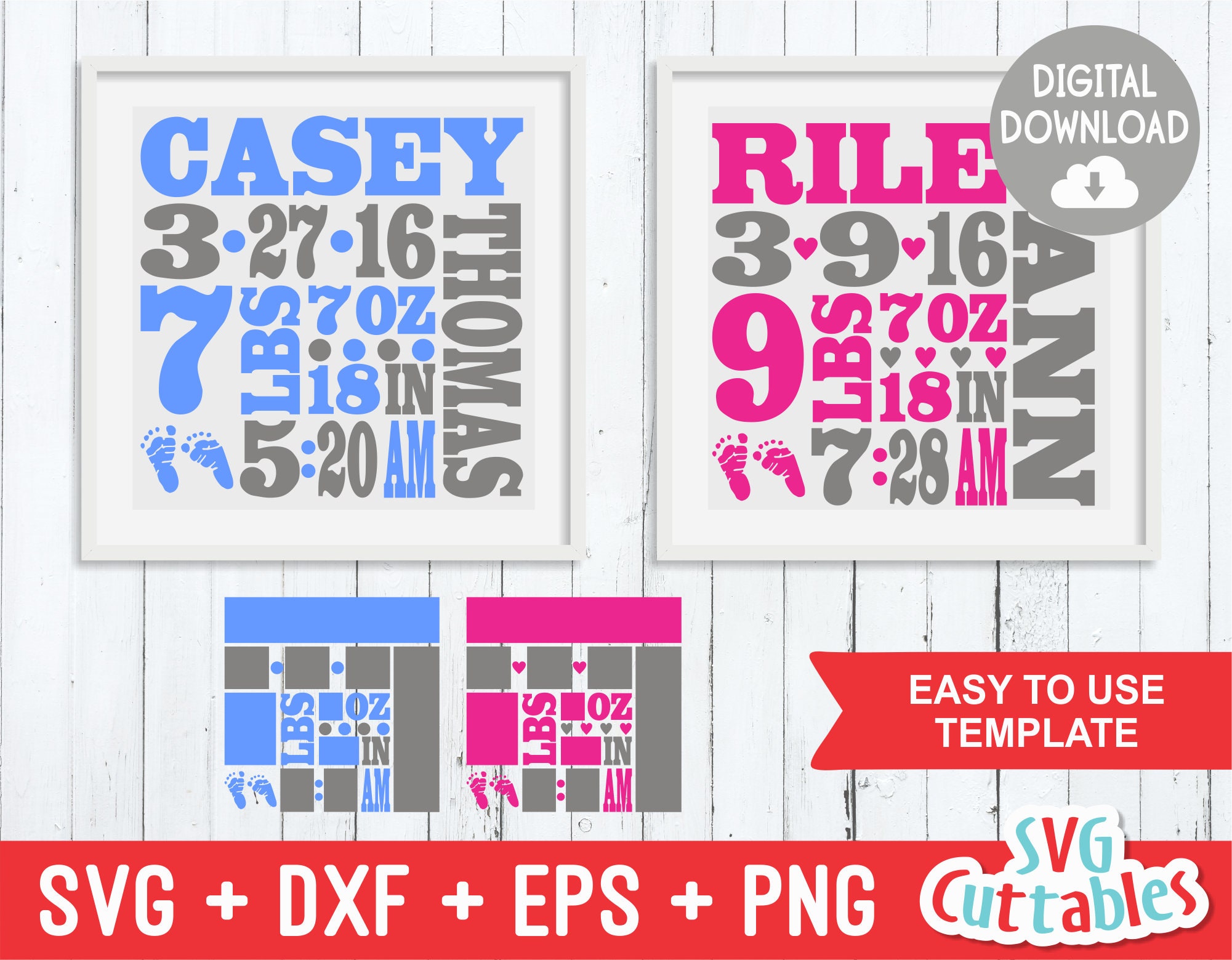 Download Baby Birth Announcement Svg Cut File