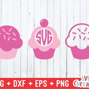 Cupcake svg - Cupcake Cut File - Monogram Frame - Cupcake With Sprinkles - svg - dxf - eps - png - Silhouette - Cricut - Digital File