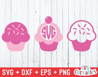 Cupcake svg - Cupcake Cut File - Monogram Frame - Cupcake With Sprinkles - svg - dxf - eps - png - Silhouette - Cricut - Digital File