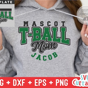 T-Ball svg - T-Ball Mom Template  001 - svg - dxf - eps - png - Cut File - Silhouette -  Cricut - Digital Download