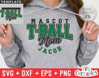 T-ボール svg - T-ボール ママ テンプレート 001 - svg - dxf - eps - png - カット ファイル - シルエット - Cricut - デジタル ダウンロード