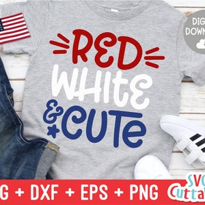 赤、白、かわいい svg - 愛国的なカット ファイル - 独立記念日 - 4 日 - svg - svg - dxf - eps - png - シルエット - Cricut - デジタル ファイル