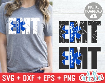 Distressed EMT svg - Paramedic - svg - eps - dxf - png - Grunge - Star of Life - Silhouette -  Cricut - Cut File