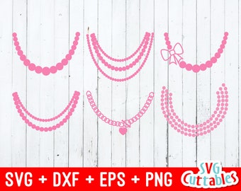 Necklace SVG, necklace svg cut file, dxf file, eps file, pearl necklace svg, Silhouette cut file, Cricut cut file, Digital Cut File