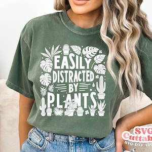 Fácilmente distraído por las plantas svg - Plant Lover Cut File - svg - dxf - eps - png - Hobby - Plants svg - Silueta - Cricut - Archivo digital