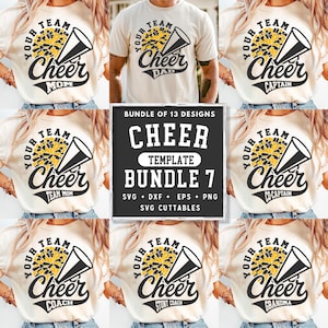 Cheer svg Bundle 7 - Cheer Template Bundle of 13 - svg - eps - dxf - Cheerleader Shirt Design - Silhouette - Cricut - Digital Download