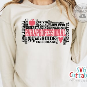 Paraprofessional Word Art svg - Cut File - svg -  dxf - eps - png - Cut File  - Silhouette - Cricut File - Digital Download