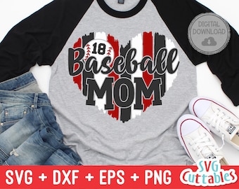 Baseball Mom svg - Baseball Cut File - svg - dxf - eps - png - Baseball Heart Brush Strokes - Silhouette - Cricut - Digital File