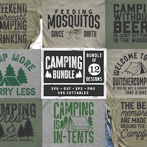 Camping Bundle svg - Camping SVG - Diseño de camisa - Archivo de corte - svg - dxf - eps - png - Silueta - Cricut