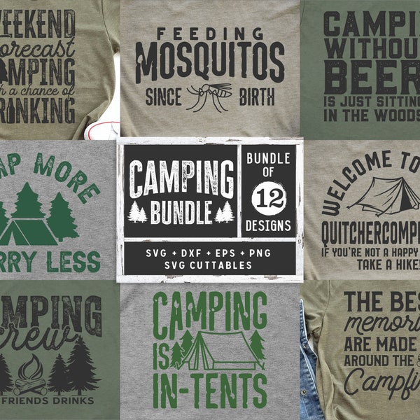 Camping Bundle svg - Camping SVG - Diseño de camisa - Archivo de corte - svg - dxf - eps - png - Silueta - Cricut