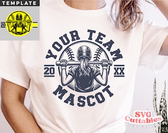Softball svg - Softball Template - svg - eps - dxf - png - Silhouette -  Cricut Cut File - 0062 - Softball Team - Digital File