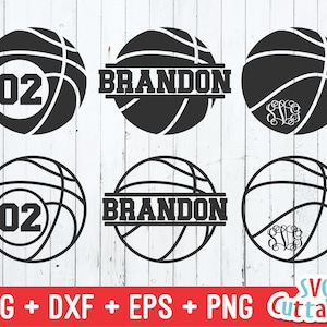 Basketball Monogram Frames svg - Basketball Cut File - svg - dxf - eps - png - Cricut - Split Basketball - Silhouette - Digital Download