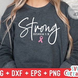 Strong svg - 乳がん啓発 - ジョシュア 1:9 - svg - dxf - eps - png - カットファイル - シルエット - Cricut - デジタルダウンロード