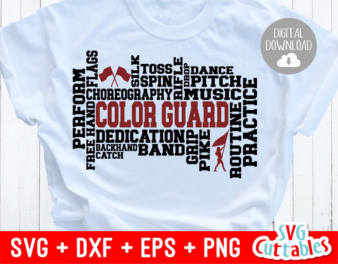 Color Guard Svg - Color Guard Word Art - Svg - Dxf - Eps - Png - Cut ...
