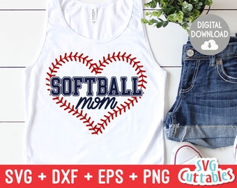 Softbal Mom svg - Softball Mom Cut File svg - dxf - eps - png - Silhouette - Cricut Cut File - Digitaal downloaden