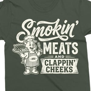 Smokin Meats SVG PNG, Funny BBQ Shirt Design, Grill Cut File, Cookout Graphic image 7