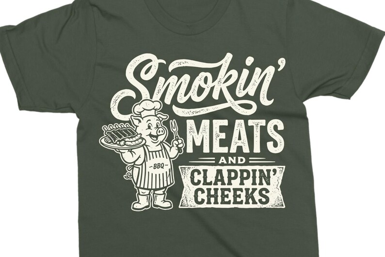 Smokin Meats SVG PNG, Funny BBQ Shirt Design, Grill Cut File, Cookout Graphic image 7