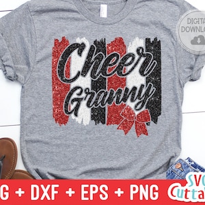 Cheer Granny svg - Cheer Cut File - Cheer Bow svg - dxf - eps - png - Cheer - Brush Strokes - Silhouette - Cricut - Digital Download