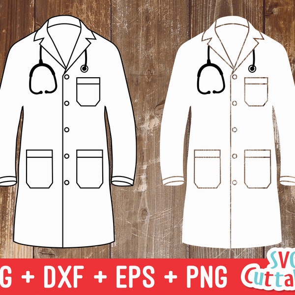 Doctor Coat svg - Doctor svg -  dxf - eps - png - Cut File - Lab Coat - Medical svg - Scrub svg - Silhouette - Cricut - Digital File