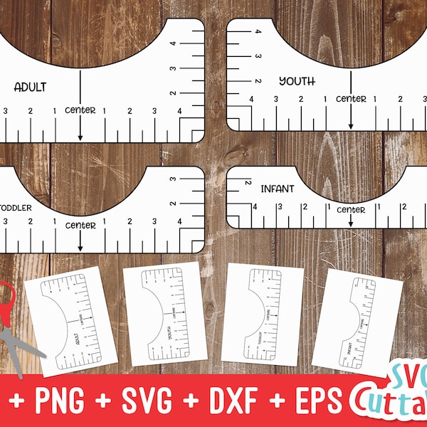 Verktyg för justering av t-shirts, utskrivbart - PDF, utskrivbart - svg, dxf, eps, png - Skriv ut och klipp ut - digital fil
