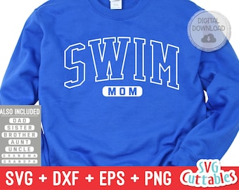 Swim Family svg - Swim Mom svg - eps - dxf - png - Swim Cut File - Silhouette - Cricut - Digital Download