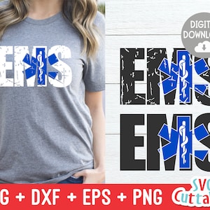 Distressed EMS svg - Paramedic - svg - eps - dxf - png - Grunge - Star of Life - Silhouette -  Cricut - Cut File