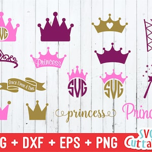 Princess Crown SVG, Princess Monogram, svg, dxf, eps, Wand svg, Crown Monogram Frame, Tiara svg, Silhouette, Cricut Cut File, Digital File