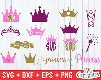 Princess Crown SVG, Princess Monogram, svg, dxf, eps, Wand svg, Crown Monogram Frame, Tiara svg, Silhouette, Cricut Cut File, Digital File