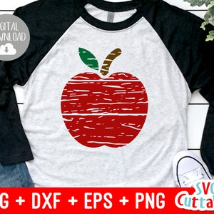 ダメージ加工のアップル SVG - 教師用カットファイル - svg - eps - dxf - png - アップル svg - グランジアップル - シルエット - Cricut - デジタルダウンロード