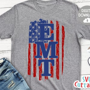 EMT svg - Paramedic - svg - eps - dxf - png - Distressed - Flag - EMS - Silhouette -  Cricut - Cut File