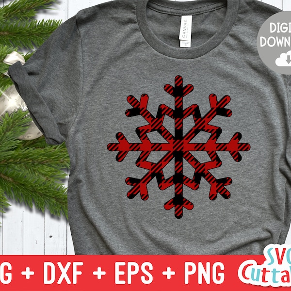 Plaid Snowflake - Christmas svg - Winter - Cut File - svg - eps - dxf - png - Buffalo Plaid - Silhouette - Cricut file - Digital File