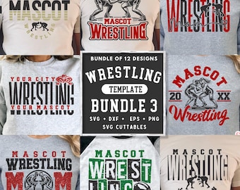 Wrestling Bundle SVG - Wrestling Template Bundle 3 - svg - eps - dxf - Wrestling svg - Team - Silhouette - Cricut Cut File - Digital File