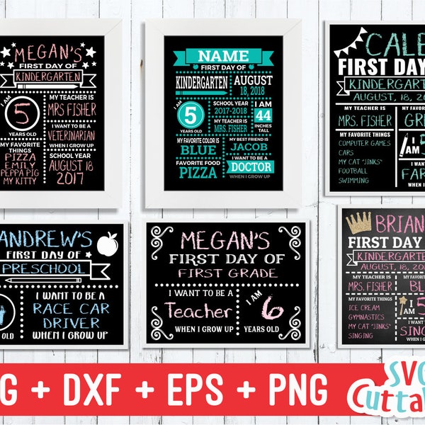 学校の初日 svg - 学校の最終日 - svg バンドル - dxf - png - 黒板 svg - シルエット ファイル、Cricut カット ファイル、デジタル ダウンロード