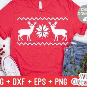 Christmas svg - Deer Sweater - svg - eps - dxf - png - Sweater - Winter - Silhouette - Cricut - Cut File - Digital Download