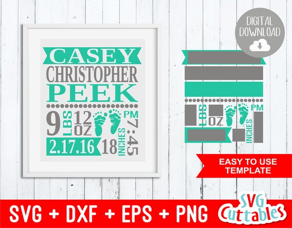Download Baby Birth Announcement SVG Birth Stats svg Baby svg dxf ...
