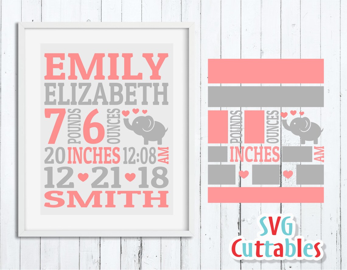 Baby Birth Announcement SVG DXF EPS Baby Stats Metric - Etsy