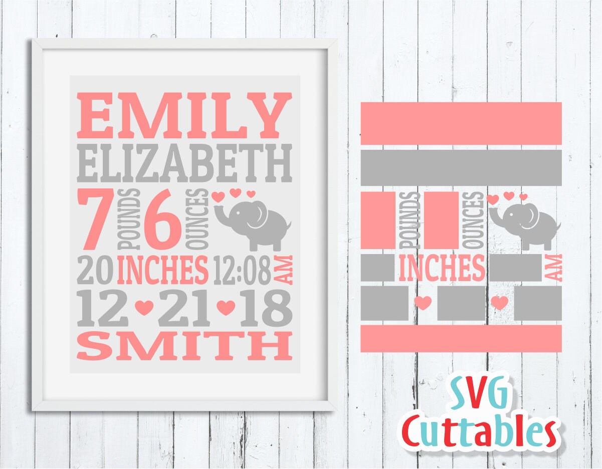 Baby Birth Announcement SVG DXF EPS Baby Stats Metric - Etsy