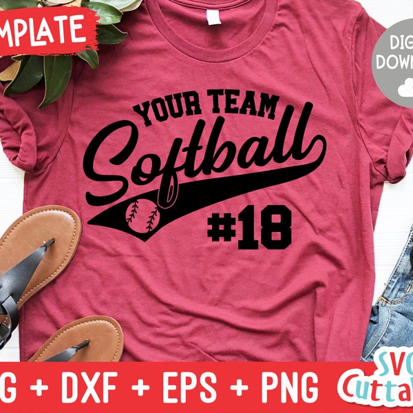 Softball Template 0021 svg, Softball svg, Team,  svg, eps, dxf, png,  Silhouette, Cricut, Fill It In, SVG Cuttables, Digital File