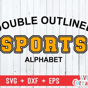 Doppel umrissen Sport Alphabet Svg - zwei Farbe - Zahlen - SVG, EPS, DXF, Vektor-Schriftart - Sport - Silhouette - Cricut geschnitten Datei - digitale Datei