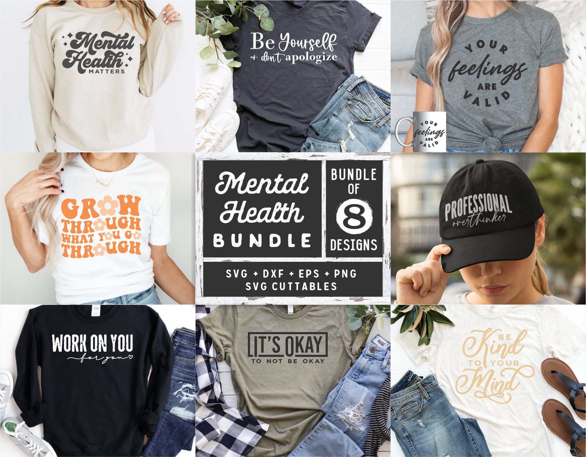 Mental Health Svg Bundle - Mental Health Svg - Dxf - Eps - Png - Funny ...