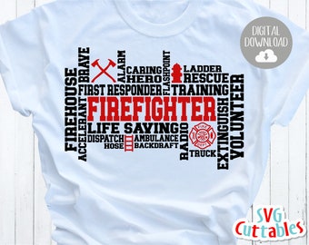 Firefighter svg - Firefighter Word Art SVG - Subway Art - dxf - eps - Silhouette- Cricut File - Digital Cut File