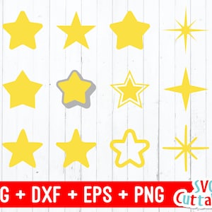 Stars SVG - Set of 12 - Star Cut File - svg - eps - dxf - png - Vector - Clipart - Clip Art - Sparkle - Silhouette - Cricut - Digital File