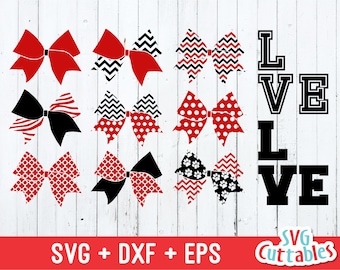 Cheer Bow svg, Cheer Love svg, Patterned Bow, svg, eps, and  dxf, Chevron, Cheerleader, Silhouette, Cricut Cut File, Digital Download