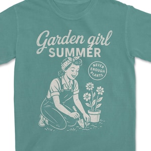 Chica de jardín de verano SVG - Jardín divertido PNG - Diseño de camiseta para amantes de las plantas - Archivo de corte - DXF - EPS - PNG - Silueta - Cricut