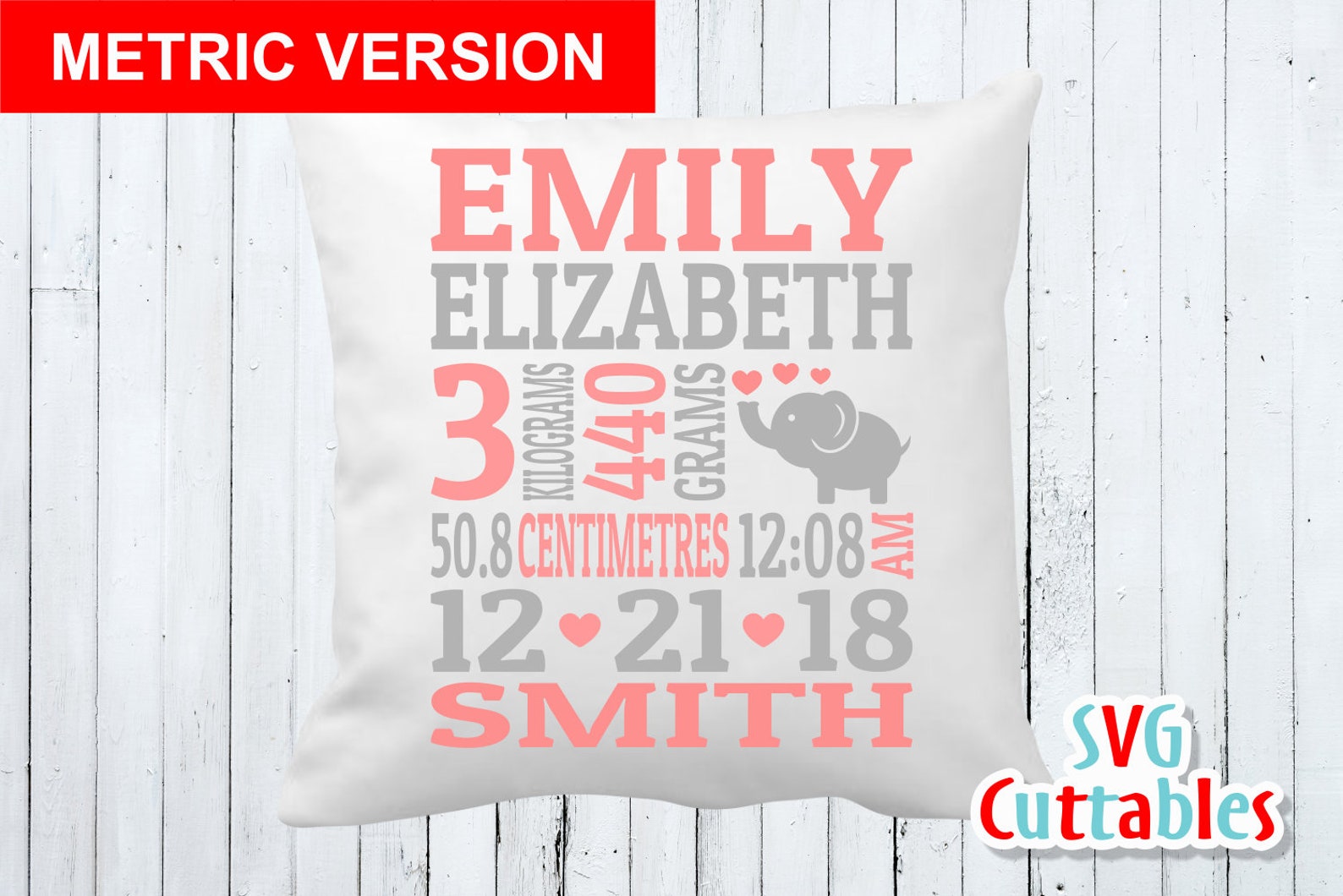 Baby Birth Announcement SVG - DXF - EPS - Baby Stats - Metric ...