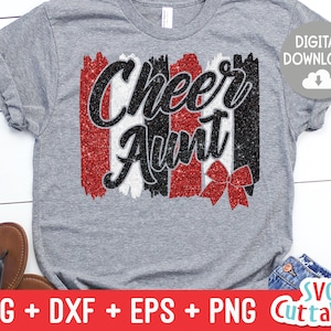 Cheer Aunt svg - Cheer Aunt Cut File - Cheer Bow svg - dxf - eps - png - Cheerleader - Brush Strokes - Silhouette - Cricut - Digital File